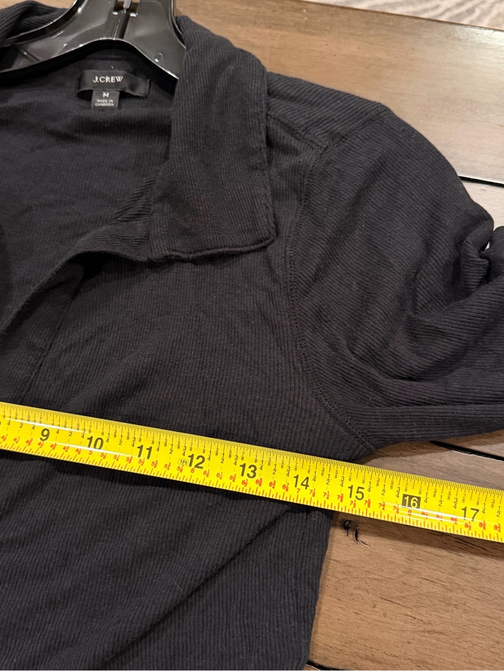 J. Crew Women's Soft Long-Sleeve Ribbed Black Polo T Shirt V-Neck Top #447 - Picture 6 of 10